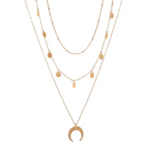 18K Gold-Plated Sequin & Moon Necklace Set