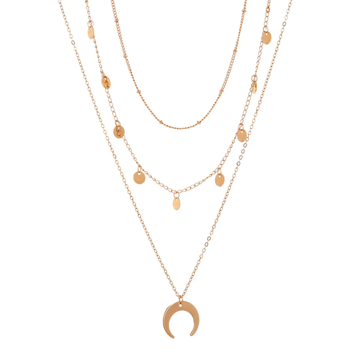 18K Gold-Plated Sequin & Moon Necklace Set