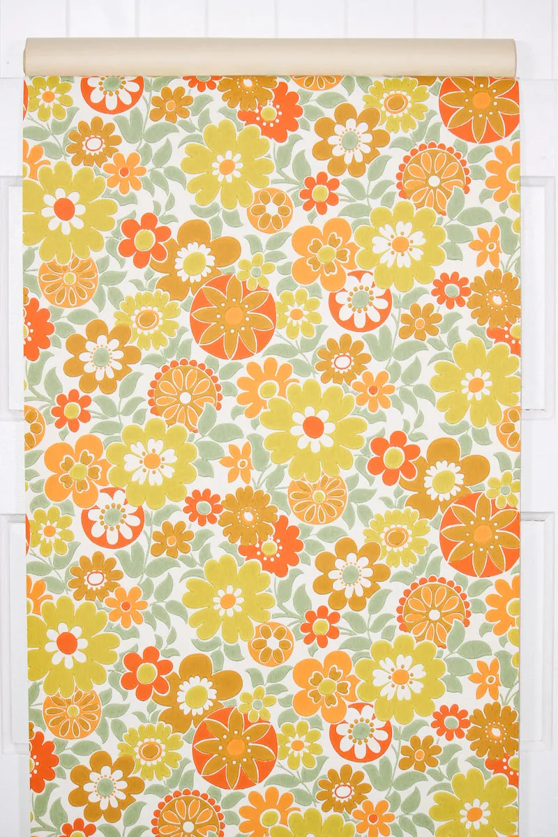 1960s Floral Vintage Wallpaper