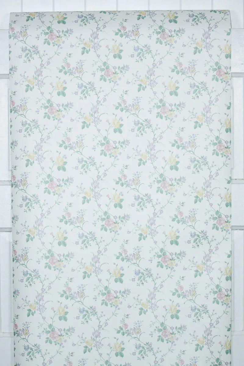 1980s Floral Vintage Wallpaper