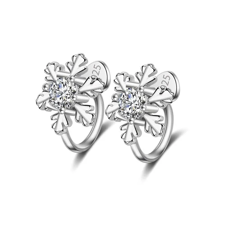925 Sterling Silver Snow Flower Design Earring