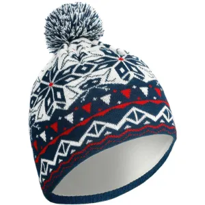 Adult Jacquard Ski Hat - White Navy