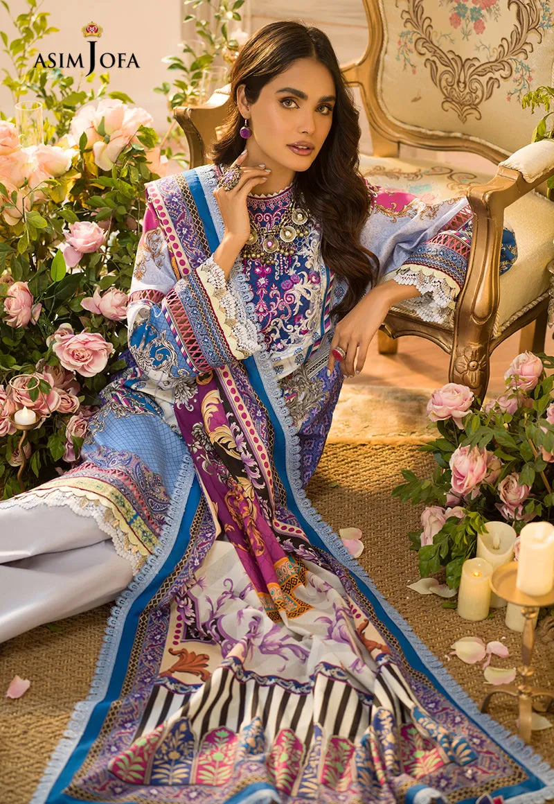 AJPR-01 | Asim Jofa Prints Rania Collection 2022 | Unstitched Embroidered Lawn Suits
