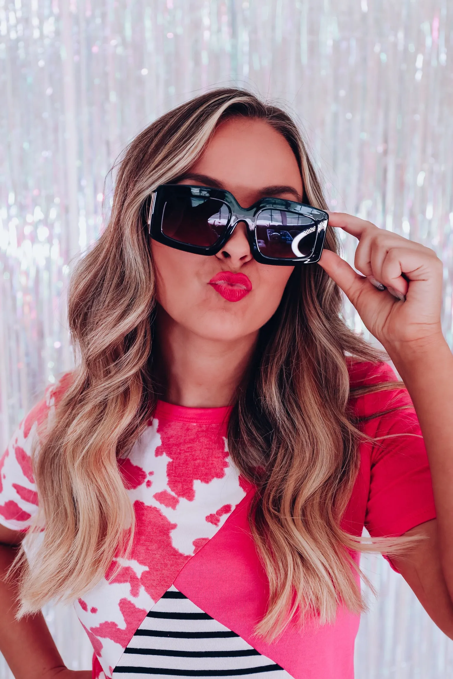 Ani Acetate Fashion Sunglasses - Black/Amber
