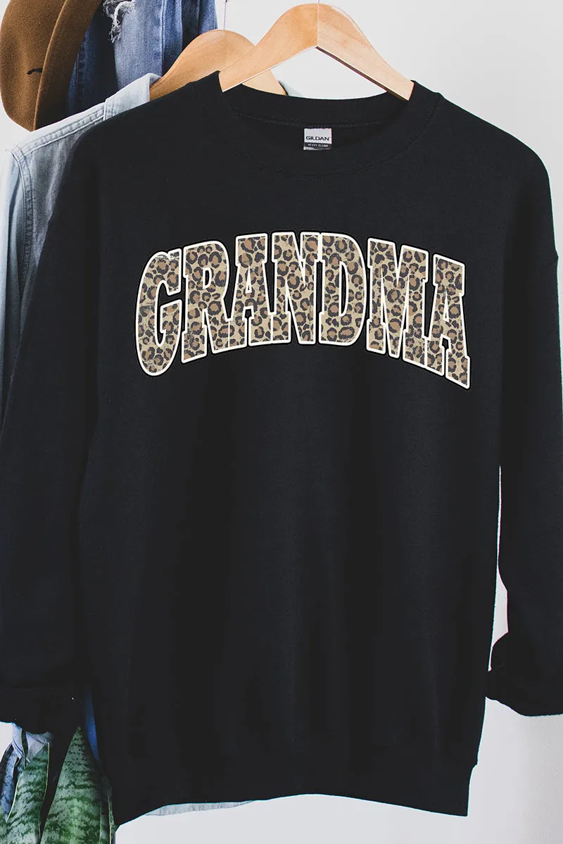 Arched Grandma Leopard Heavy-weight Crew Sweatshirt