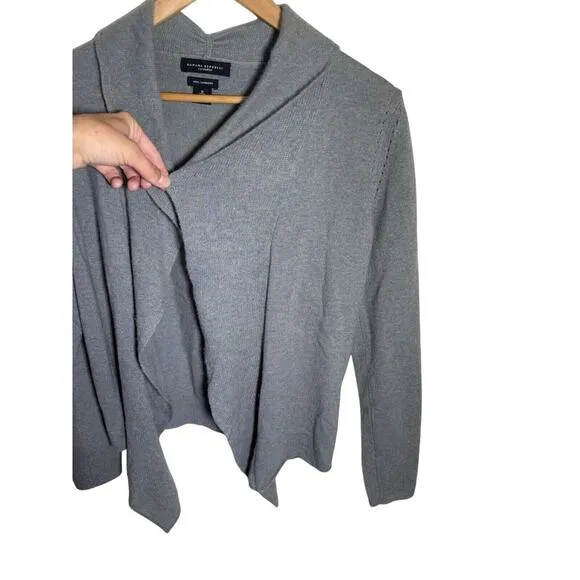 Banana Republic 100% Cashmere Sweater Heather Green Open Front Cardigan Women M