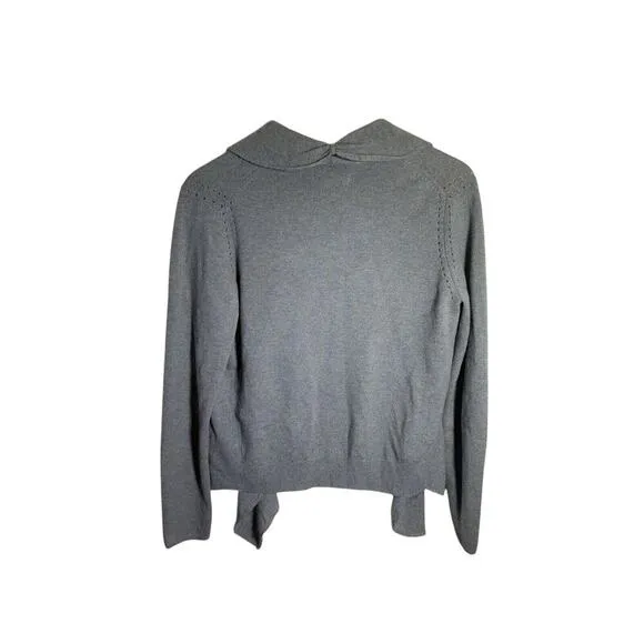 Banana Republic 100% Cashmere Sweater Heather Green Open Front Cardigan Women M