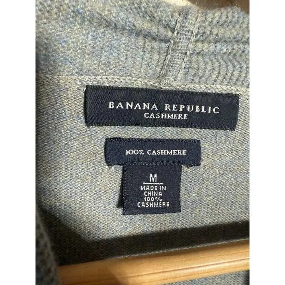 Banana Republic 100% Cashmere Sweater Heather Green Open Front Cardigan Women M