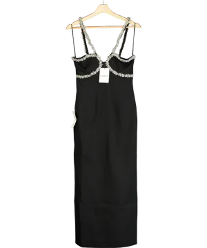 Bardot Black Amalia Diamante Midi Dress UK 8