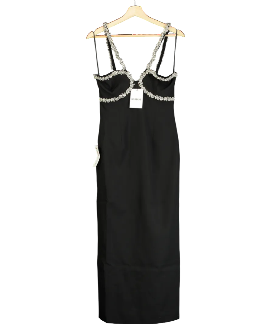 Bardot Black Amalia Diamante Midi Dress UK 8