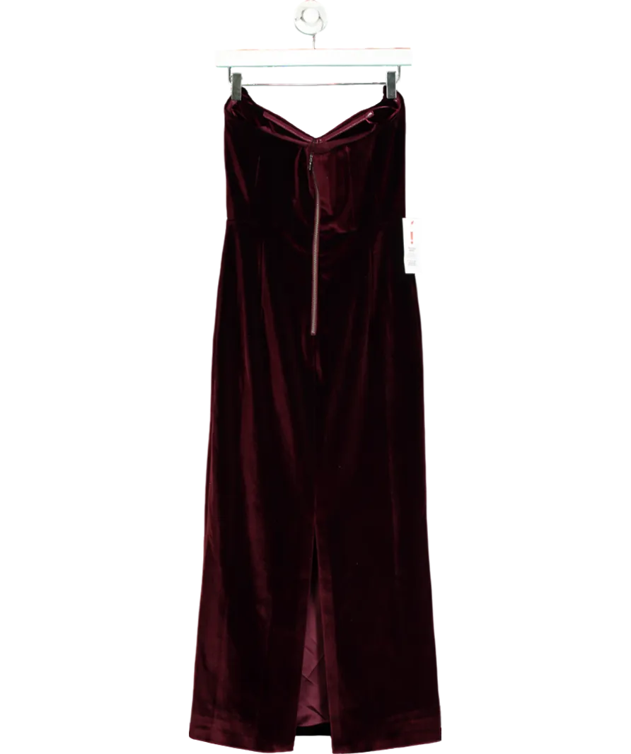 Bardot Red Camellia Strapless Velour Dress UK 8