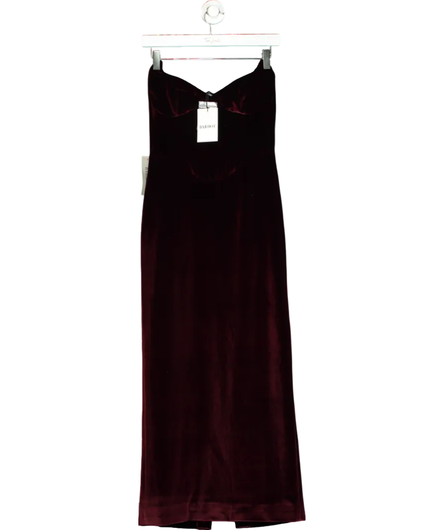 Bardot Red Camellia Strapless Velour Dress UK 8
