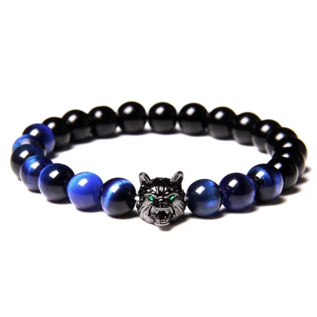 Beaded Wolf Head Energy Bracelet