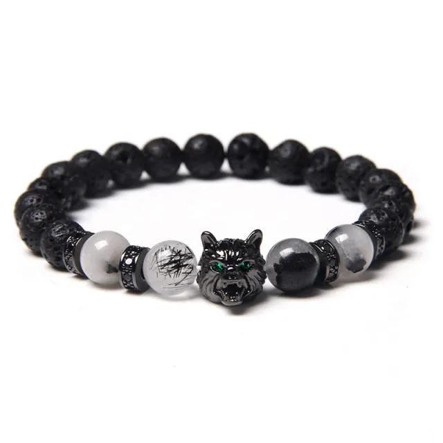 Beaded Wolf Head Energy Bracelet