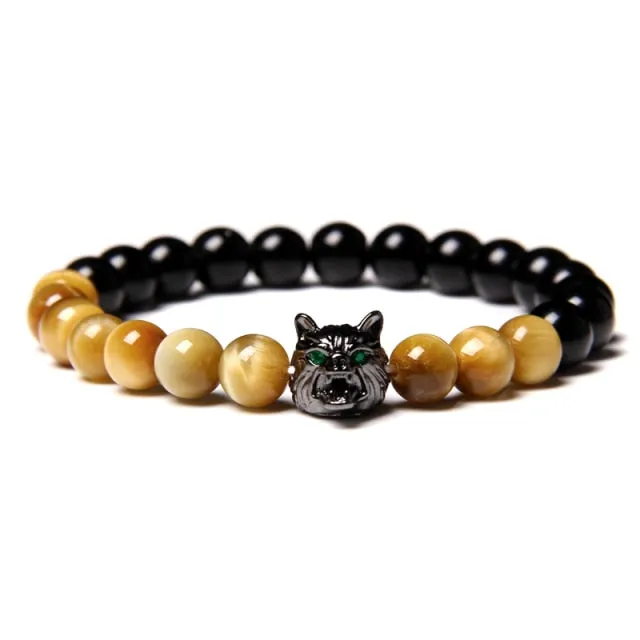 Beaded Wolf Head Energy Bracelet