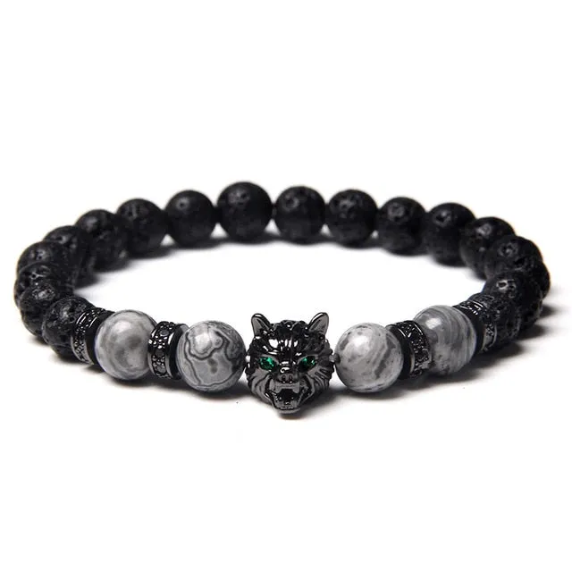 Beaded Wolf Head Energy Bracelet