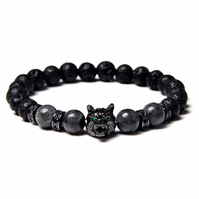 Beaded Wolf Head Energy Bracelet