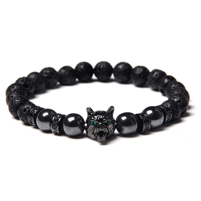 Beaded Wolf Head Energy Bracelet