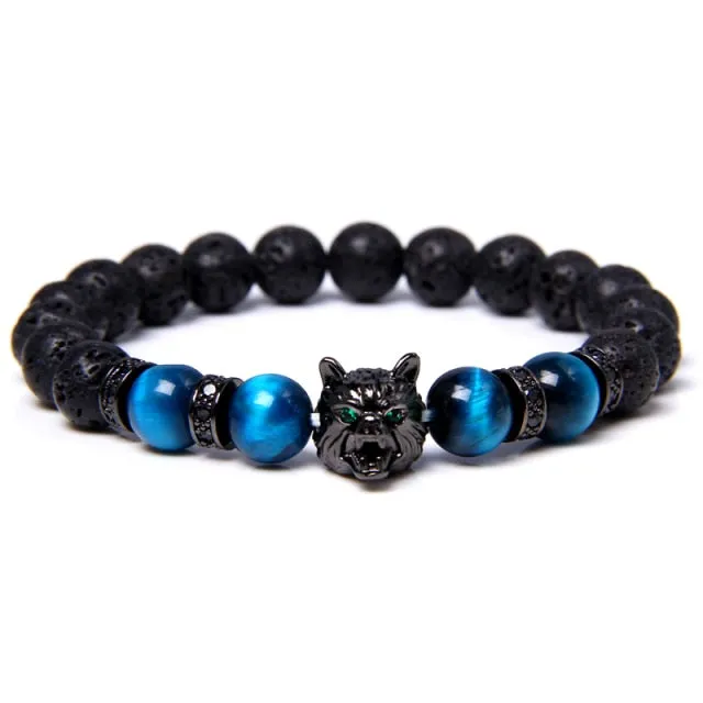 Beaded Wolf Head Energy Bracelet