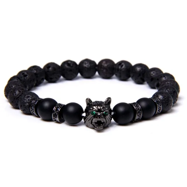 Beaded Wolf Head Energy Bracelet