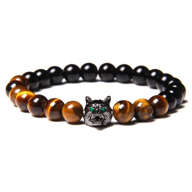 Beaded Wolf Head Energy Bracelet