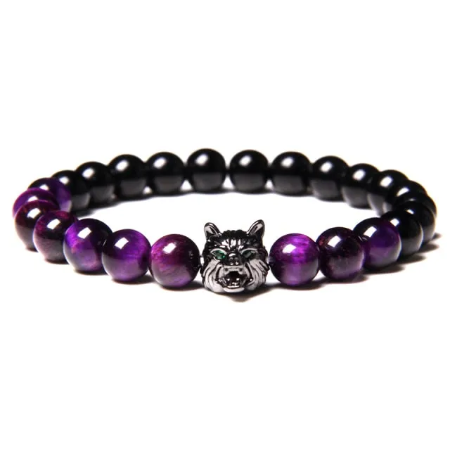 Beaded Wolf Head Energy Bracelet