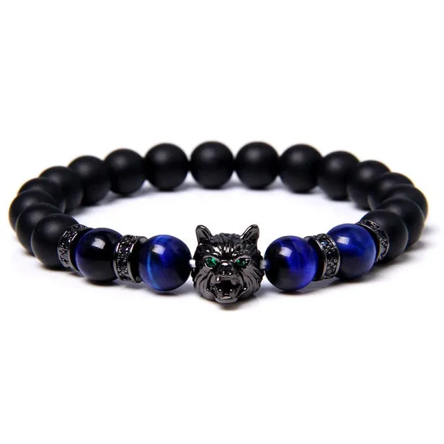 Beaded Wolf Head Energy Bracelet