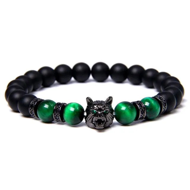 Beaded Wolf Head Energy Bracelet
