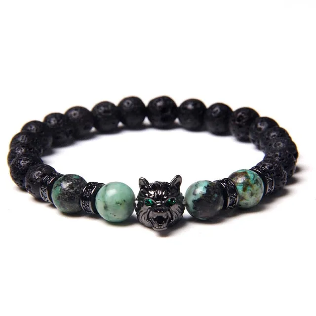 Beaded Wolf Head Energy Bracelet