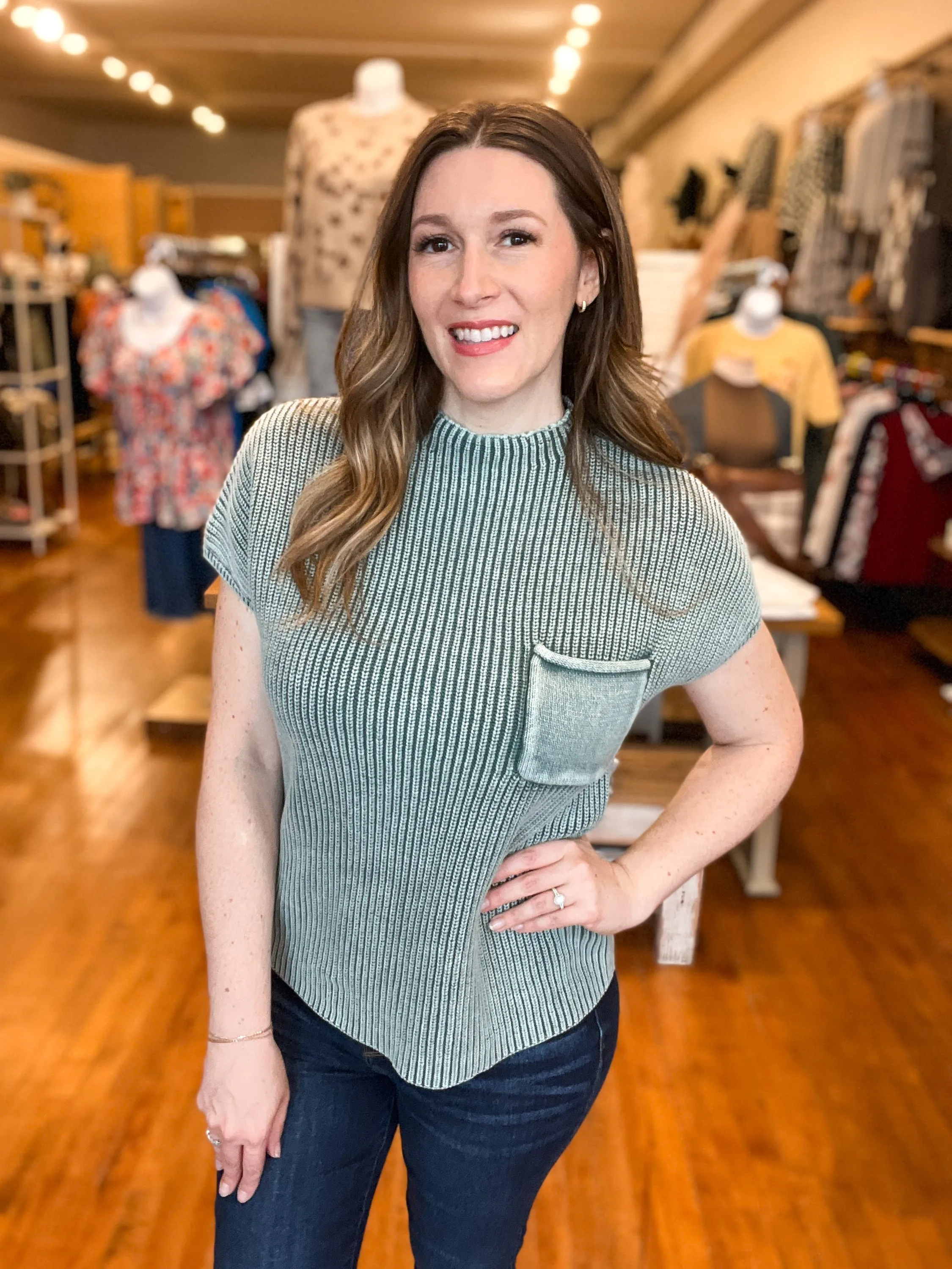 Becca Mock-Neck Sleeveless Sweater