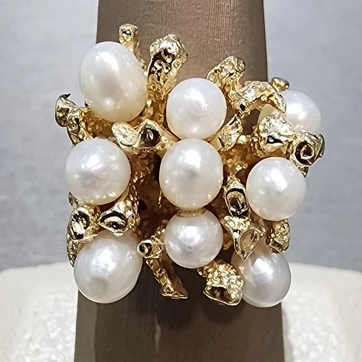 Ben Garelick Estate 14K Yellow Gold Pearl Coral Textured Ring