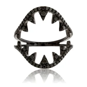 Black Diamond Black Plated Megalodon Jaw Ring
