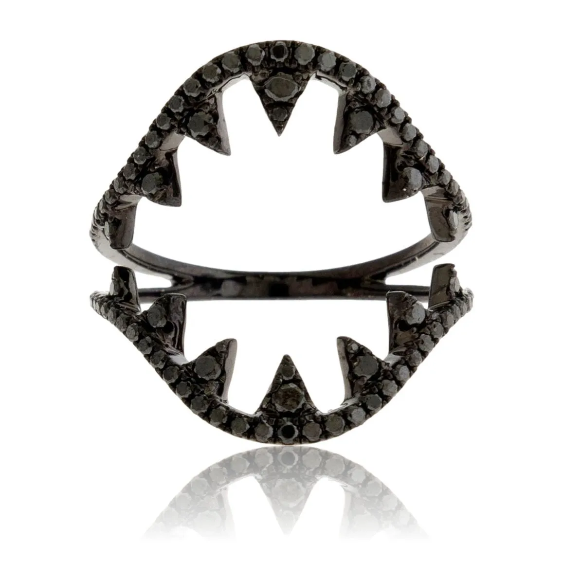 Black Diamond Black Plated Megalodon Jaw Ring