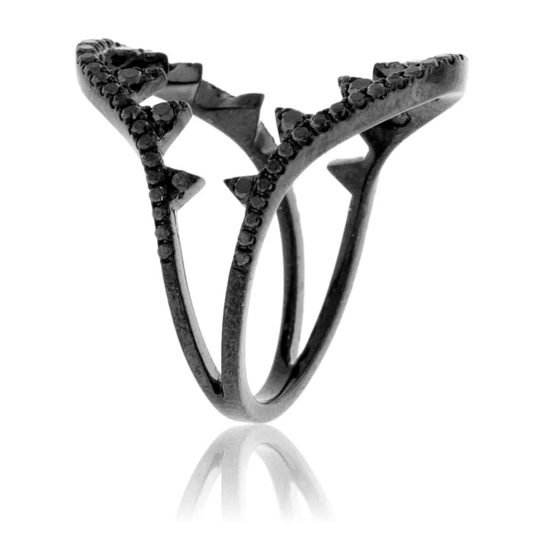 Black Diamond Black Plated Megalodon Jaw Ring
