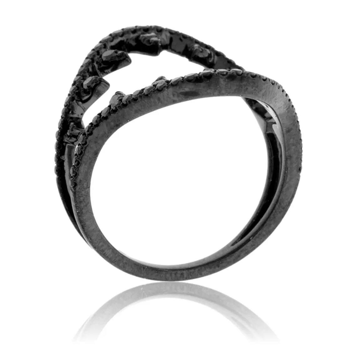 Black Diamond Black Plated Megalodon Jaw Ring
