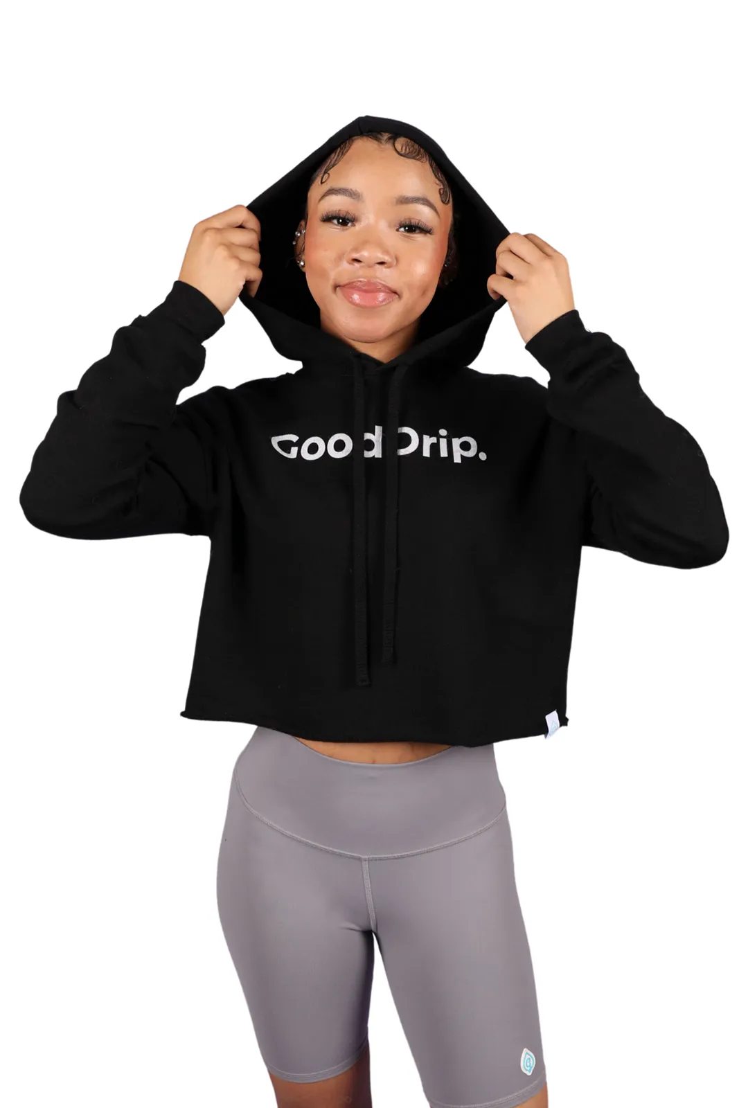 Black Good Drip Crop Hoodie
