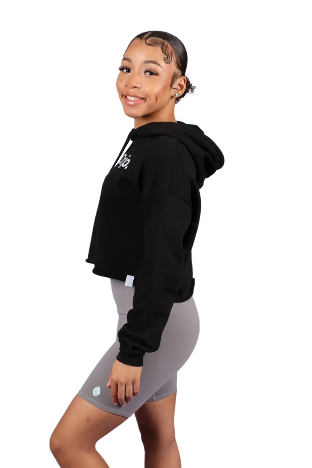 Black Good Drip Crop Hoodie
