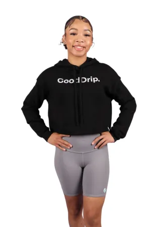 Black Good Drip Crop Hoodie