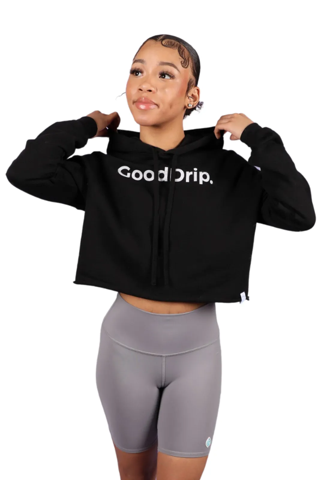 Black Good Drip Crop Hoodie
