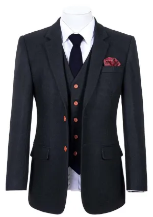 BLACK TWILL TWEED JACKET