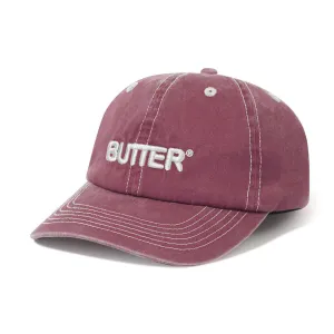 Butter Goods - Rounded Logo 6 Panel Cap Washed Burgundy
