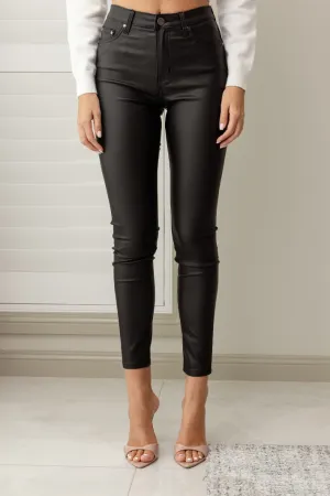 CADENCE SKINNY LEATHER JEANS - Black