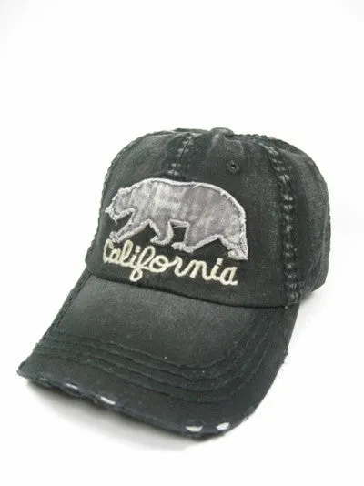 California Bear Denim Hat - Black