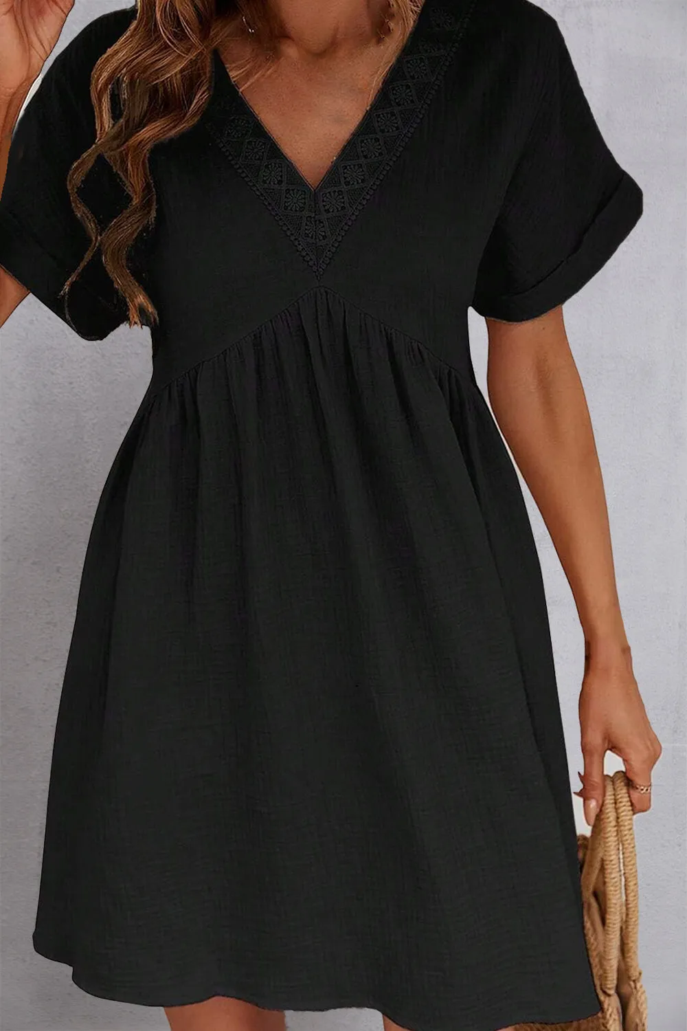 Casual V-Neck Short Sleeve Dress (2 Colors)