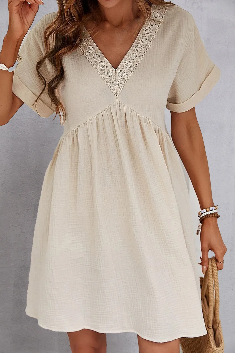 Casual V-Neck Short Sleeve Dress (2 Colors)