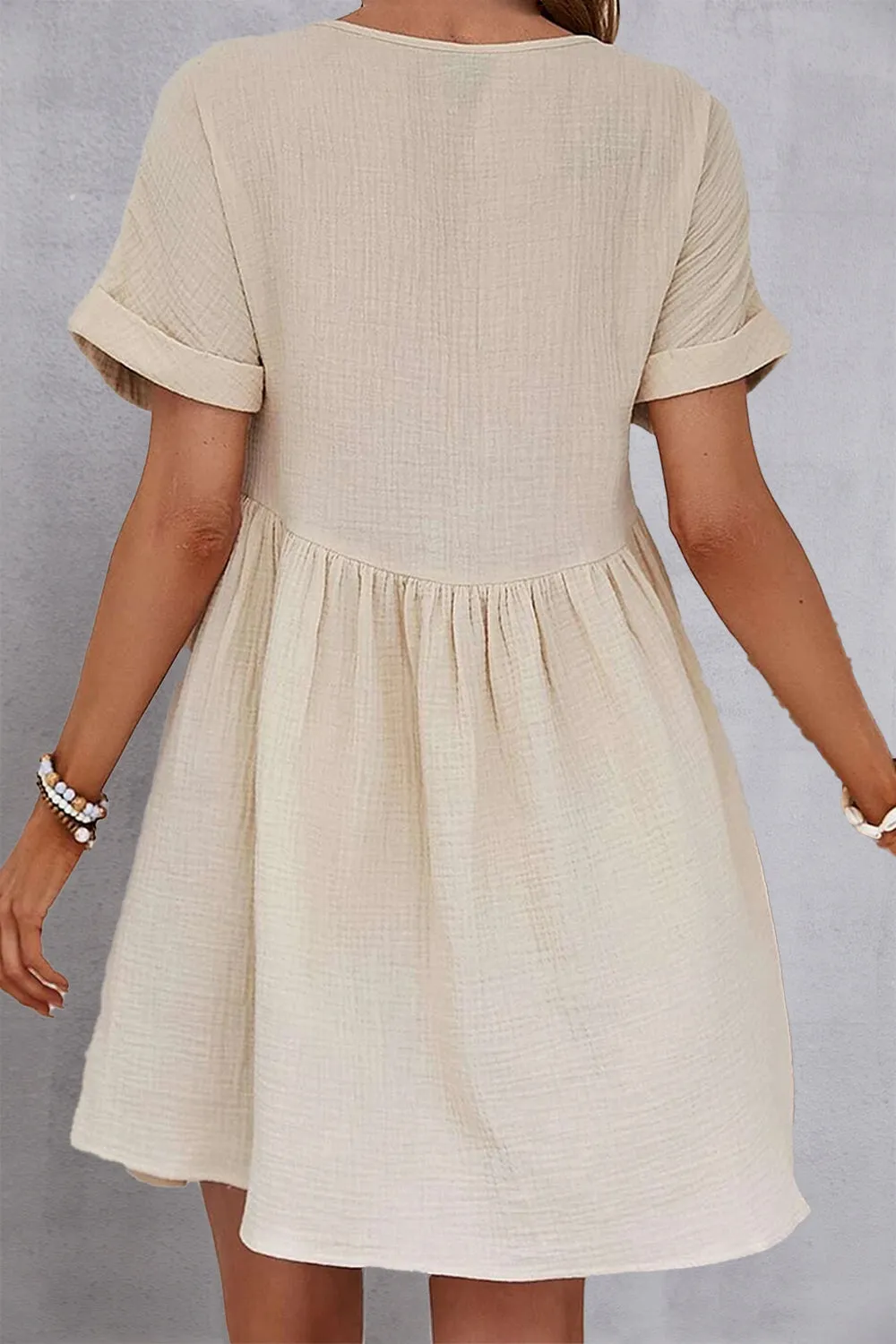 Casual V-Neck Short Sleeve Dress (2 Colors)