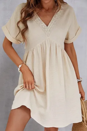 Casual V-Neck Short Sleeve Dress (2 Colors)