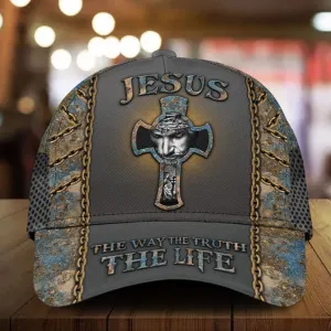 Christianartbag Cap, Jesus, the way, the truth, the light Jesus cap, warrior of Christ cap, bible verse cap, Jesus gift for Dad, Personalized Cap, Cap for Dad, CABCAP01060624.
