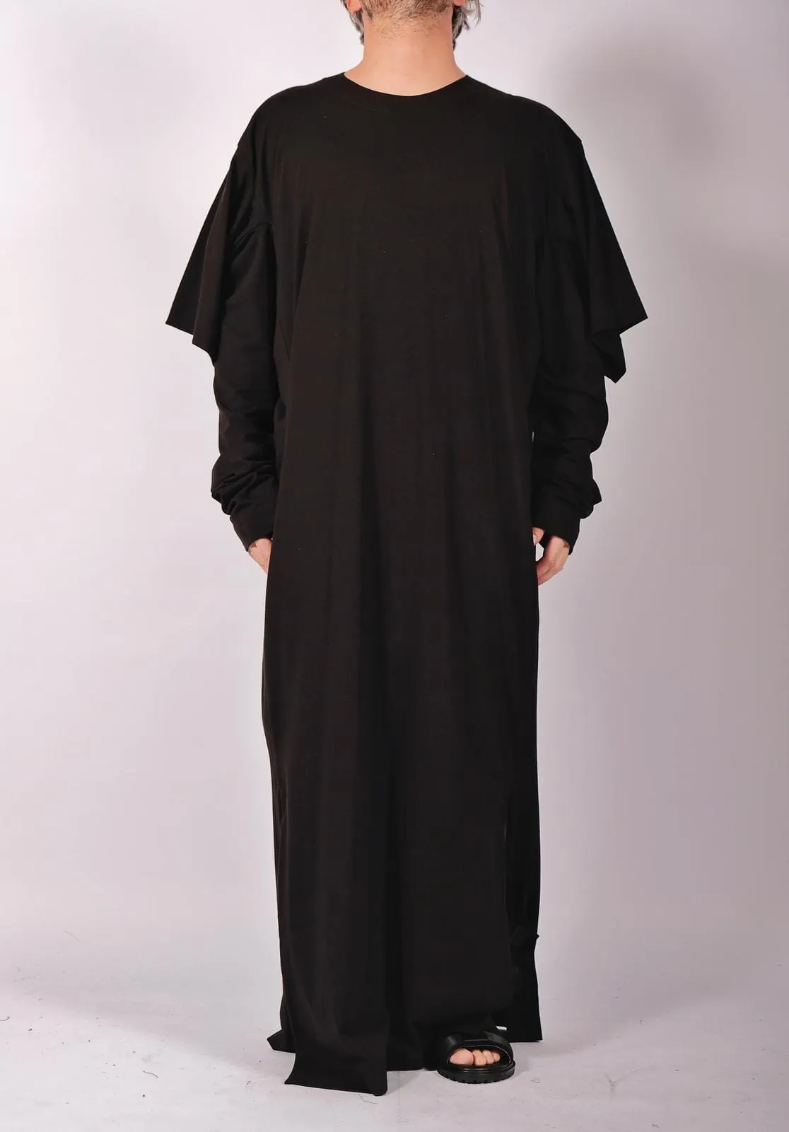 Cotton Jersey Dress Maxi with Four Sleeves