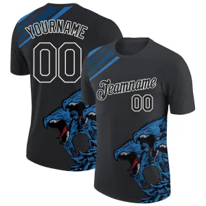 Custom Black Blue-White 3D Esports Performance T-Shirt